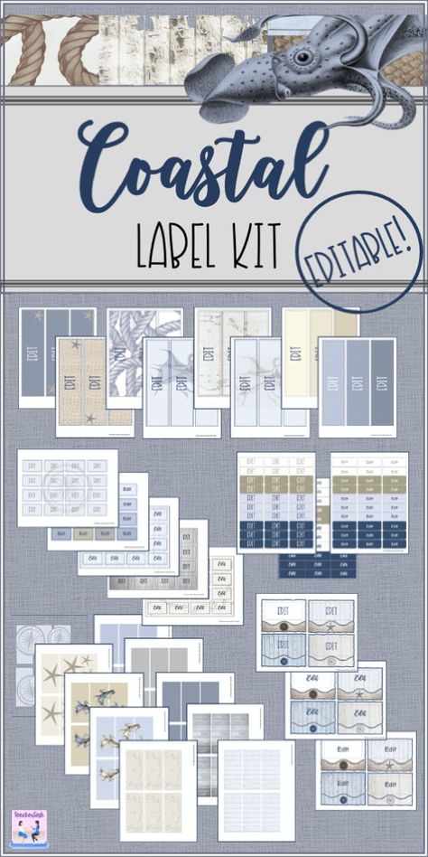 The COASTAL Label Kit includes tons of options to organize your classroom in style! Shades of navy, light blue, silver-gray, ivory, tan, and taupe combine for a nautical yet organic look. This item coordinates with my other COASTAL products -- get them all for a fully coordinated, total classroom theme!! You'll love all the resources offered in the COASTAL EDITABLE Label Kit!! #classroomdecor #classroomdecortheme #backtoschool #classroomtheme #newclassroom #classroommakeover #creativeclassroom Blue Classroom, Blue Classroom Theme, Flexible Seating Classroom, Ocean Theme Classroom, Teacher Toolkit, Teachers Toolbox, Classroom Makeover, Teacher Toolbox, Flexible Seating