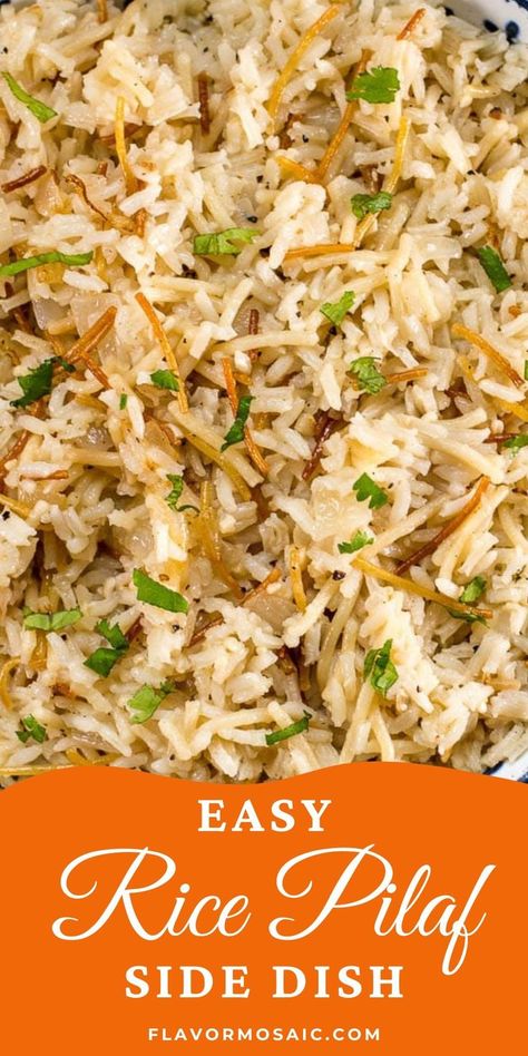 Rice With Noodles Recipes, Chicken And Seasoned Rice, Rice Pilaf For A Crowd, Rice With Vermicelli Recipes, Butter Rice Pilaf, Gf Rice Pilaf, Seasoned Rice Recipes Side Dishes, Rice Sides For Salmon, Home Made Rice Pilaf