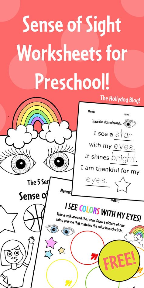 Free 5 Senses Printables, Sight Sense Activities Preschool, 5 Senses Crafts Preschool Free Printable, Five Senses Preschool Printables Free, 5 Senses For Preschool, Sense Of Sight Worksheet, Sense Of Sight Activities Preschool, Sense Of Sight Activities, 5 Senses Preschool