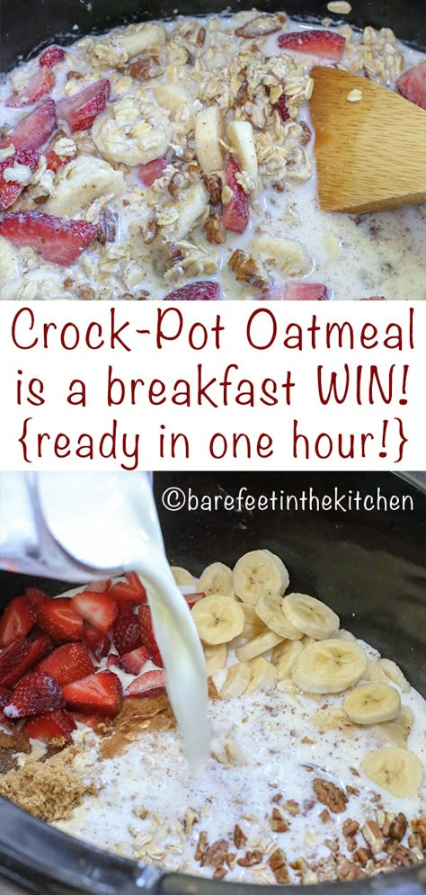 Oatmeal Kitchen, Crock Pot Oatmeal, Creamy Oats, Crockpot Oatmeal, Slow Cooker Oatmeal, Breakfast Crockpot Recipes, Crockpot Healthy, Slow Cooker Breakfast, Crockpot Breakfast