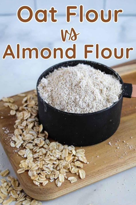 Almond flour and oat flour are two of the most popular gluten-free flours, but what are they exactly, and how do you use them? They are quite different flours, and it's important to understand those differences before you start baking. Learn everything you need to know about oat flour and almond flour for delicious results every time! How To Make Oat Flour, Almond Flour Substitute, No Carb Foods, Nut Free Desserts, Oatmeal Flour, Oat Flour Recipes, Oat Groats, Trim Healthy Momma, Flour Substitute