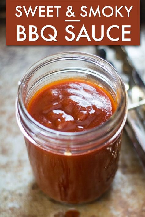 This is an easy, 20-minute Sweet and Smoky Homemade BBQ Sauce recipe that will make your summer BBQs go from great to AMAZING! Make a double batch and keep leftovers in the freezer for ease and convenience! #bbq #sauce #condiment #sweet #smoky Pineapple Bbq Sauce Recipe, Chipotle Bbq Sauce Recipe, Pineapple Bbq Sauce, Homemade Bbq Sauce Recipe, Homemade Bbq Sauce, Homemade Sauce Recipes, Sweet Heat, Bbq Sauce Recipe, Homemade Bbq