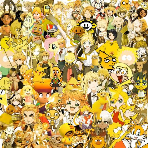 I can't draw so I did it!! Yellow Anime Characters, Yellow Cartoon Characters, Yellow Characters, Color Characters, 30 Day Art Challenge, Colored Characters, I Can't Draw, Yellow Cartoon, American Cartoons