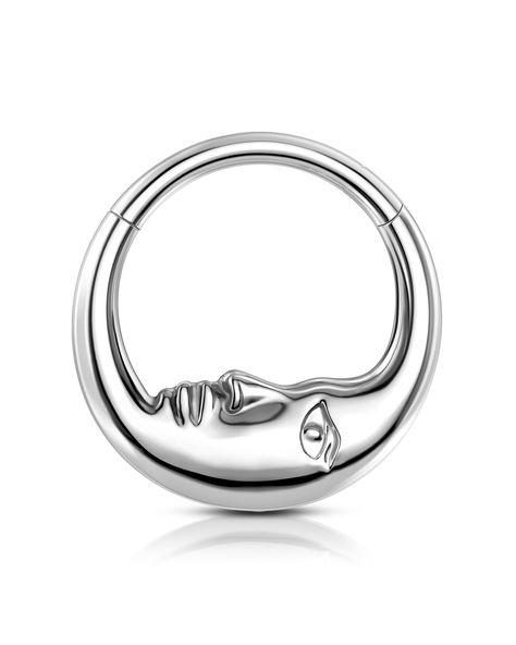 PRICES MAY VARY. [Design] This Septum Ring Adopted the Unique Moon Face Element, Dainty and Cool, Suitable for your Daily Makeup and Outfit with no Difficulty. [Gauge Size] 16G = 1.2MM; Hoop Diameter: 8MM; Easy to wear on and take off. [Material] This Septum Ring is made of the G23 Solid Titanium Material, Hypoallergenic, Friendly for your Sensitive Skin. [Value Pack] Every Package included 1 Piece Titanium Septum Ring , a great choice as a gift for your friend, your family or yourself. [Cocharm Moon Nose Piercing, Daith Piercing Jewelry Silver, Cool Septum Jewelry, Silver Septum Piercing, Cute Septum Rings, Septum Piercing Jewelry, Face Jewelry, Nose Ring Hoop, Daith Piercing Jewelry