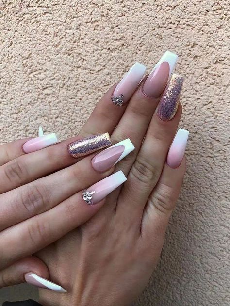 Multicolor  Collar    3D Nails Embellished   Beauty Tools Color For Nails, Lilac Nails, Fake Nail, I Love Nails, Rhinestone Decor, Dream Nails, Fancy Nails, Short Acrylic Nails, 3d Nails