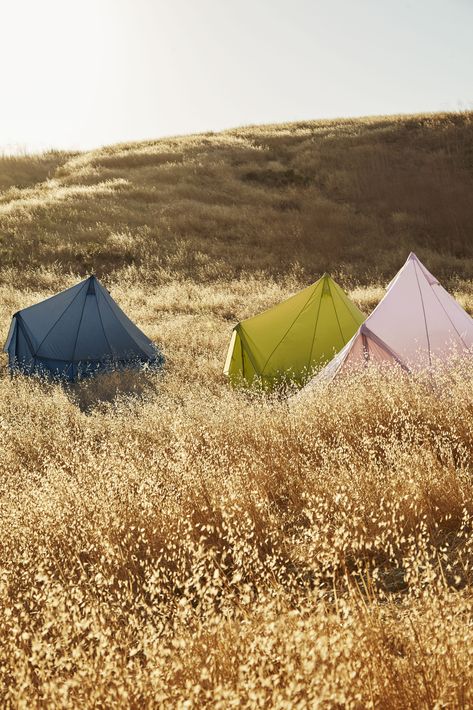 These Colorful Tents from the Glamping Pros at Shelter Co. Are Too Cute to Stay Inside | Glamping Aesthetic, Tent Aesthetic, Photography Sets, Cute Camping, A Frame Tent, Sunset Magazine, Event Specialist, Camping Aesthetic, Bell Tent