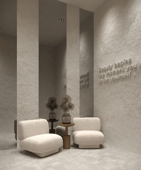 Beauty saloon , KSA on Behance Esthetician Room Decor, Concrete Effect Paint, Spa Room Decor, Esthetics Room, Spa Interior Design, Salon Suites Decor, Esthetician Room, Clinic Interior Design, Spa Interior