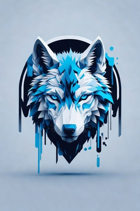 Wolf Logo Art, Wolf Blue Eyes, Wolf Logo Design, White Wolf Art, Wolf White, Animals Logo, Digital Graphics Art, Background Minimal, Wolf Logo