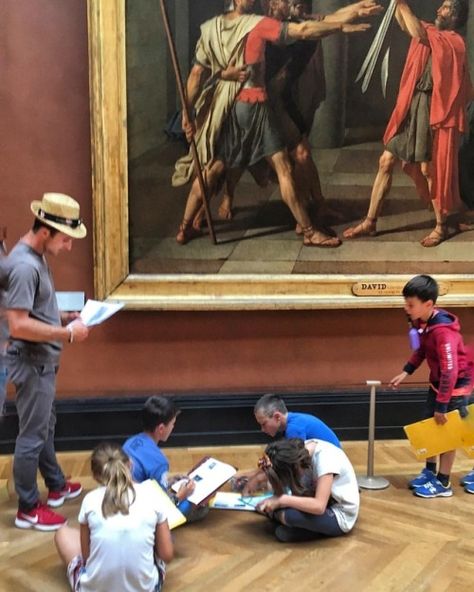 tudents filling in their #worksheets sitting on the floor of the #Louvre #museum in front of the #painting “Oath of the Horatii” by #French #artist David, #Paris #art #culture #education #Parismaville #Parisjetaime #villedeParis #parisfind #thestreetsofparis (at Musée du Louvre) Oath Of The Horatii, The Louvre Museum, Louvre Museum, The Louvre, Paris Art, Art Culture, On The Floor, The Floor, Louvre