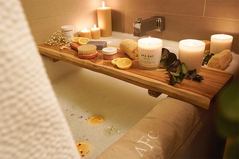 What You Need for the Perfect Self-Care Bubble Bath Bathroom Tray Decor, Next At Home, Glam Bathroom, Bath Tray, Bathroom Tray, Spa Day At Home, Bathroom Spa, Body Care Routine, Relaxing Bath