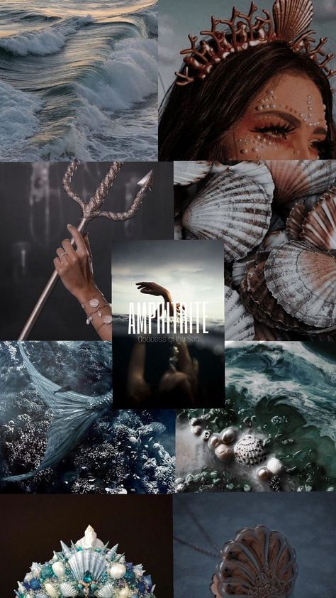 Amphritite Goddess Of The Sea, Amphitrite Aesthetic, Greek Goddesses, Water Witch, Goddess Of The Sea, Greek Mythology Gods, Persassy Jackson, Goddess Artwork, Witch Aesthetic