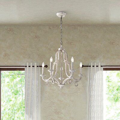 Ophelia & Co. Abshire 5-Light Candle-Style Chandelier White Chandelier Dining Room, Modern Farmhouse Chandelier Dining Rooms, White Chandeliers, French Country Chandelier, Country Chandelier, Classic Chandelier, Statement Chandeliers, Empire Chandelier, Rectangle Chandelier