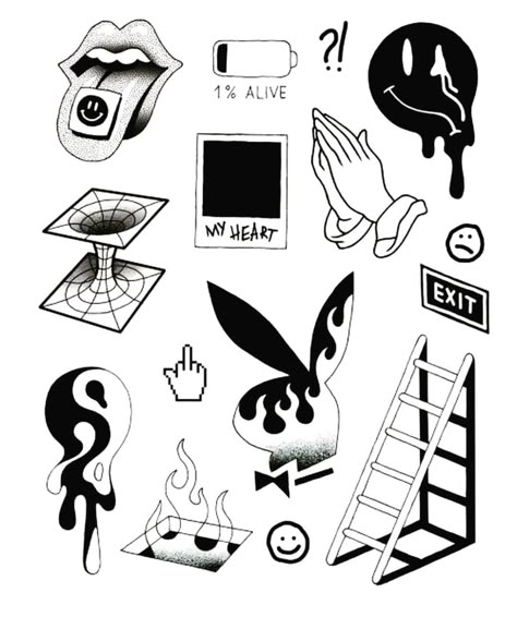 Flash Art Tattoos, Tato Flash, Draw Tattoo, Art Flash, Tato Henna, Kunst Tattoos, Flash Tattoo Designs, Tattoo Flash Sheet, Doodle Tattoo