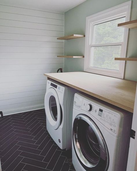 Laundry Room Sea Salt, Sea Salt Shiplap, Sea Salt Laundry Room, Shiplap Laundry Room Ideas, Shiplap Laundry Room, D Signature, Laundry Ideas, Mud Rooms, Laundry Room Remodel