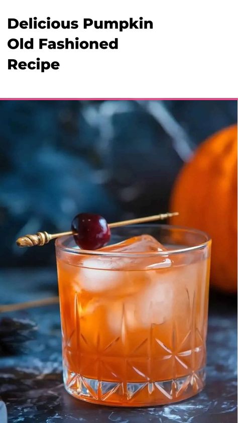 Indulge in the cozy flavors of fall with this Pumpkin Old Fashioned cocktail! This delightful drink is the perfect autumn sipper, blending the classic Old Fashioned with a seasonal twist of pumpkin spice. Treat yourself to a taste of the season and impress your guests with this unique Fall cocktail at your next gathering. Cheers to chilly evenings, warm blankets, and delicious drinks that remind us of our favorite time of year. Pumpkin Old Fashioned Cocktail, Fall Old Fashioned Cocktail, Pumpkin Old Fashioned, Pumpkin Pie Martini Recipe, Pumpkin Spice Cocktail, Cider Cocktail Recipes, Spiced Cocktail, Classic Old Fashioned, Party Food Bar