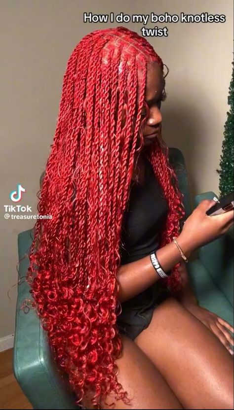 Twist With Curls, Box Braid Ideas, Braids Red, Twists Cornrows, Island Twist, Braids And Locs, Hair Styles Braids, Braided Hairstyles For Black Women Cornrows, Cute Box Braids