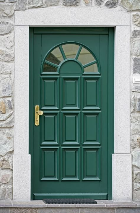 Blue Interior Doors, Statement Door, Green Front Doors, Garage Door Types, Black Interior Doors, Front Door Paint Colors, Door Paint Colors, White Door, Painted Front Doors