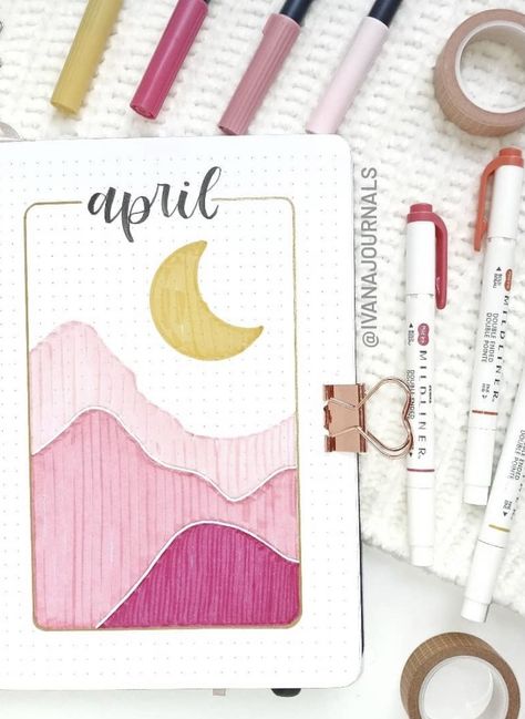 April Bujo Cover, April Bullet Journal Cover, Bullet Journal Cover Page Ideas, April Bujo, Journal Cover Page Ideas, Bujo Cover, Cover Page Ideas, Journal Cover Page, April Bullet Journal