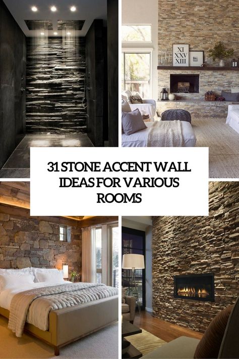 31 Stone Accent Wall Ideas For Various Rooms Stone Accent Walls Bedroom, Accent Rock Wall, Stone Wall Ideas For Living Room, Bedroom With Stone Wall Interior Design, Stone Accent Wall Entryway, Interior Stone Accent Wall, Rock Accent Wall Living Room, Interior Rock Wall Ideas, Stone Accent Wall Living Room