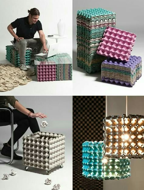 Diy Lampe, Egg Carton Crafts, Home Diy On A Budget, Diy Projects On A Budget, Cardboard Furniture, Diy Cardboard, Upcycled Crafts, Recycled Furniture, Recycled Crafts