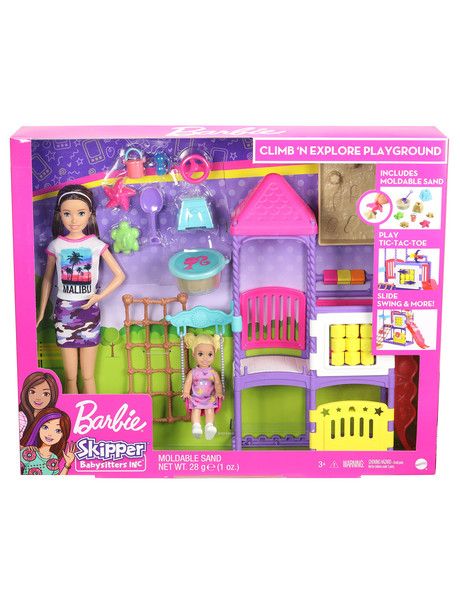 Barbie Skipper Babysitters Climb'n Explore Playground Dolls and Playset - C Barbie Bebe, Barbie Chelsea Doll, Babysitting Fun, Accessoires Barbie, Barbie Playsets, Baby Barbie, Playground Set, Baby Sitting, Chelsea Doll