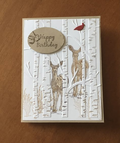 Rustic Christmas Cards Handmade, Masculine Cards Handmade, Deer Cards, Happy Birthday Cards Handmade, Stampin Up Birthday Cards, Horse Cards, Stamped Christmas Cards, Aspen Tree, Man Cards