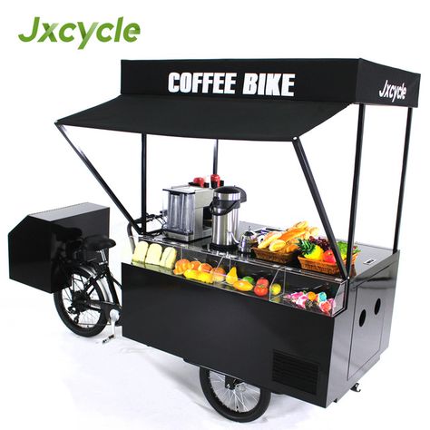 Mini Food Truck Ideas, Roda Gerobak, Mini Food Truck, Vending Cart, Gerobak Dorong, Food Bike, Bike Food, Mobile Coffee Shop, Mobile Food Cart