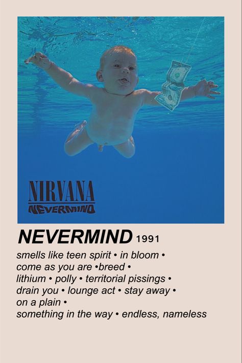 alternative minimalist polaroid music album poster Album Covers To Print Out, Minimilastic Album Covers, Alternative Minimalist Music Album Cover, Minimalist Album Covers Polaroid, Nirvana Minimalist Poster, Alternative Minimalist Album Covers Nirvana, Nirvana Album Poster, Aesthetic Minimalist Album Covers, Alternative Music Album Covers