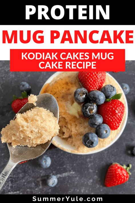 Learn to make a protein pancake in a mug! This Kodiak Cakes mug cake recipe is the ultimate easy breakfast hack for lazy weekend mornings. You’ll get tips on making a protein-packed Kodiak pancake in a mug, as well as how to make pancakes in microwave that are vegan and gluten free. You’ll love this 1 minute, 1 cup pancake recipe that’s thick yet fluffy, and perfect with a variety of pancake toppings. Kodiak Protein Mug Cake, Kodiak Cakes Microwave, Kodiak Mug Cake Microwave, Kodiak Recipes Breakfast, Kodiak Pancake Mug Cake, Diy Kodiak Muffin Cup, Kodiak Cake Mug Cake, Kodiak Mug Pancake, Protein Pancake In A Mug