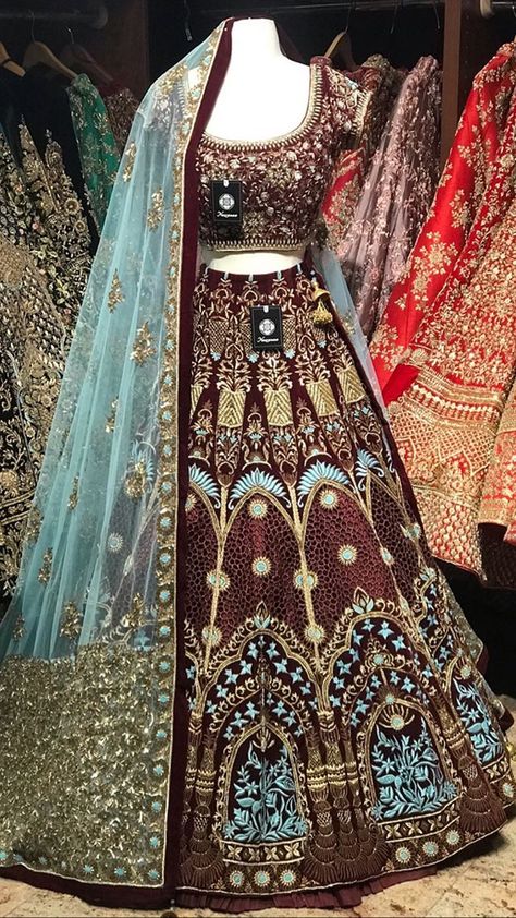 New Bridal Dresses, Corset Fashion Outfits, Indian Wedding Gowns, Designer Bridal Lehenga Choli, Bridal Lehenga Designs, Latest Bridal Lehenga, Indian Outfits Lehenga, Wedding Lehenga Designs, Velvet Dress Designs