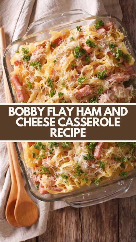 Bobby Flay Ham and Cheese Casserole recipe is made with rotini pasta, unsalted butter, flour, milk, cream, salt, black pepper, onion powder, garlic powder, diced ham, sour cream, sharp cheddar, and scallions this delicious and easy casserole takes 55 minutes to prepare and cook and serves 4 people. Ham Dinner Casserole Recipes, Bobby Flay Ham And Cheese Casserole, Recipes With Diced Ham Dinners, Casseroles Using Ham, Recipes That Use Ham, Recipe With Diced Ham, Ham And Pasta Casserole Recipes, Keto Ham Casserole Recipes, Ham And Cheese Casserole Dinners