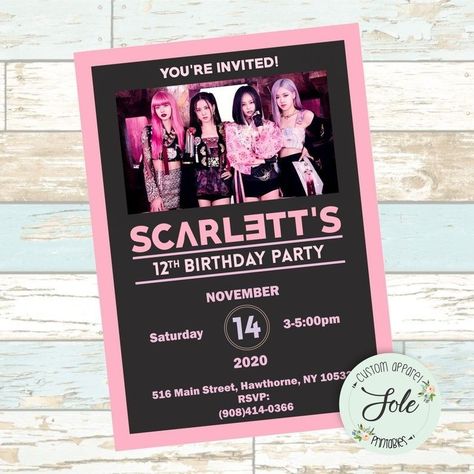 Blackpink Birthday Invitation Card, Blackpink Invitation Template, Black Pink Birthday Invitation Card, Black Pink Invitation Card, Kpop Invitation Card, Kpop Birthday Invitation, Black Pink Birthday Theme, Fan Invitation, Black Pink Birthday