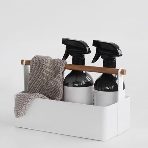 •• Yamazaki Japanese Homewares are the Goods! They have thought of absolutely everything when it comes to home and commercial storage solutions and best of, they are aligned with our aesthetics to the T. Minimal, Japanese, Monochrome and beautiful. Link in profile friends. #yamazaki #japanesehomewares #minimalisthomewares #storagesolutions Kitchen Caddy, Cleaning Caddy, Cleaning Supply Storage, Countertop Organization, Great Bathrooms, Kitchen Spices, Wood Handle, Tool Box, Scandinavian Design