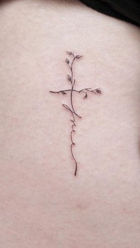 Christian Wrap Around Tattoo, Vine Tattoo Designs For Women, Holy Spirit Tattoos For Women, Lucy Tattoo, Feminine Cross Tattoo, Fear Tattoo, Memorial Tattoo Quotes, Small Cross Tattoos, Thorn Tattoo