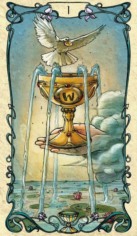 Tarot Mucha, Ace Of Cups, Alfons Maria Mucha, Pentacles Tarot, Alphonse Mucha Art, Cups Tarot, Tarot Magic, Mucha Art, Alfons Mucha