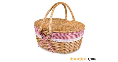 Amazon.com : Wicker Picnic Basket with Lid and Handle Sturdy Woven Body with Washable Plaids Liner,Red : Patio, Lawn & Garden Vine Weaving, Basket Cover, Hotel Cleaning, Wicker Hamper, Picnic Hamper, Camping Storage, Wicker Picnic Basket, Candy Basket, Food Basket