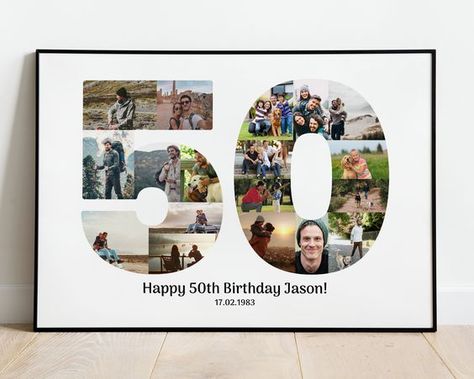 50th Birthday Photo Collage Template, Printable 50th Birthday Photo Collage, Photo Collage, 50th Birthday Gifts, Birthday Anniversary, Canva Birthday Photo Collage, Collage Foto, Foto Collage, Photo Collage Gift, Birthday Photo Frame, Birthday Collage, Collage Diy, Diy Photo Frames, 1st Birthday Photos