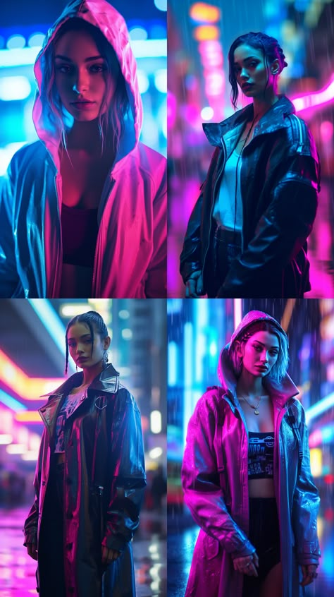 Synthwave Aesthetic Fashion, Synthwave Clothes, Scifi Aesthetic Fashion, Futuristic Photoshoot Ideas, Retrowave Outfit, Sci Fi Photoshoot, Cyberpunk Inspired Outfit, Synthwave Outfit, Cyberpunk Outfit Ideas