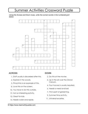 Summer Crossword Puzzle Summer Crossword Puzzle, Summer Crossword, Kids Crossword Puzzles, Free Printable Crossword Puzzles, Summer Time Activities, Summer Puzzle, Printable Crossword Puzzles, Space Words, Printable Puzzles For Kids