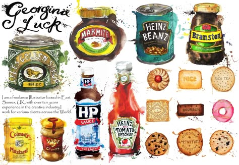 Georgina Luck Food illustrations Georgina Luck Artist Research Page, Food And Drink Art Gcse, Food Gcse Art, Georgina Luck, Food Art Projects, Surroundings Art, Food Sketch Illustration, Gcse Artists, Artist Research Page