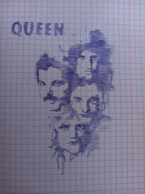 Queen Never Cry 💜, Queen Drawing Band, Queen Drawing Easy, Queen Band Drawing, Dot Drawings, Black Sketchbook, Queen Humor, Queen Drawing, Small Sketchbook