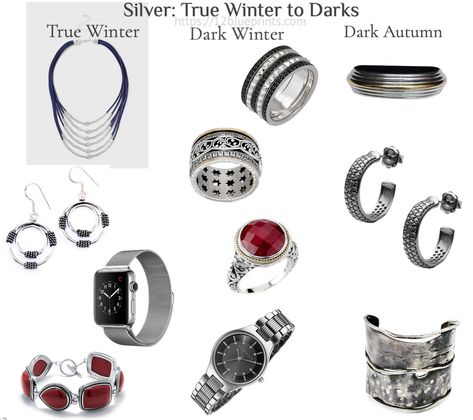 Your Best Silver - 12 Blueprints 12 Blueprints, Cool Winter Color Palette, Winter Watch, Black Sapphire Ring, Winter Dark, Winter Color Palette, True Winter, Double Cuff, Pink Watch