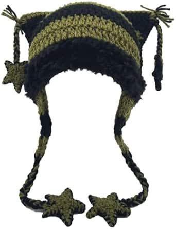 Beanies Cat Beanie Y2k Beanie Goth Knit Hat Grunge Crochet Hats for Women y2k Accessories Emo Beanie, Knitted Cat Beanie, Crochet Hats For Women, Grunge Crochet, Y2k Beanie, Grunge Winter, Y2k Hat, Crochet Green, Crochet Hat For Women