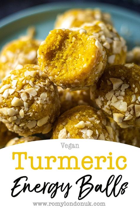 Zesty & crunchy vegan turmeric energy balls recipe - created with apricots, cashews, and coconut. Easy to make in a food processor or blender. #turmeric #energyballs #proteinsnack #vegansnacks #veganprotein Turmeric Energy Balls, High Protein Vegan Snacks, Vegan Protein Snacks, Vegan Energy Balls, Energy Balls Recipe, Processor Recipes, Snack Balls, Sides Dishes, Healthy Nutrition Plan