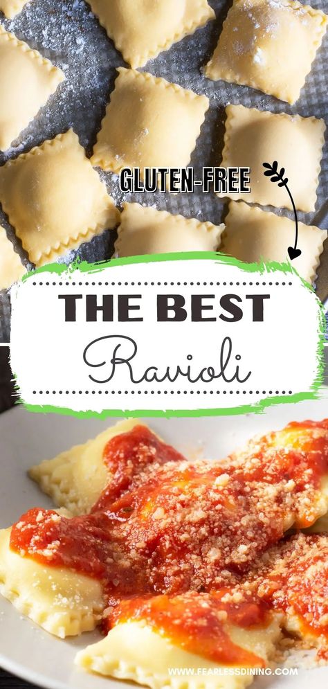 Almond Flour Ravioli, Homemade Gluten Free Ravioli, Gf Ravioli Recipe, Dairy Free Ravioli Filling, Diy Gluten Free Pasta, Best Gluten Free Pasta Recipe, Homemade Gluten Free Pasta Dough, Gluten Free Pasta Dough Recipe, Easy Gluten Free Pasta Recipes