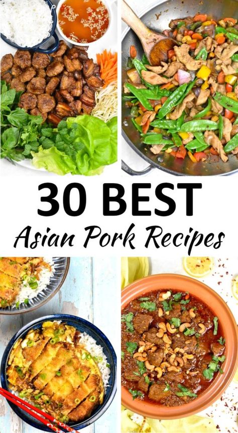 Asian Recipes With Pork, Pork Bowls Asian, Asian Pork Dinner Recipes, Asian Inspired Pork Recipes, Asian Pork Chop Recipes, Pork Soup Recipes Asian, Asian Pork Recipes Chinese Food, Asian Pork Noodle Recipes, Pork Asian Recipes