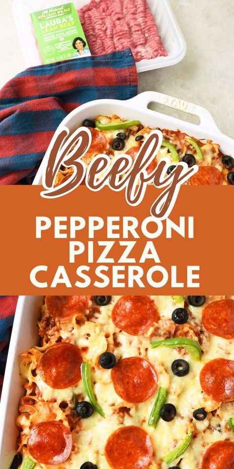 Pepperoni And Mozzarella, Pepperoni Pizza Casserole, Beef Pepperoni, Casseroles Recipes, Beef Pizza, Ground Beef Pasta, Sausage Spaghetti, Veggie Fries, Meal Train Recipes