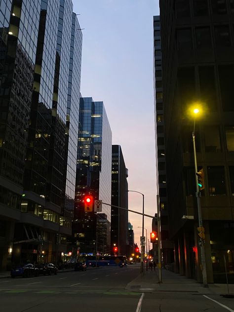 A street with skyscrapers and a sunset in the horizon, pretty orange and pink colors, melting in each other. It’s night time, lights on the street are on Canada Ottawa Aesthetic, Ottawa Aesthetic, Spider Sketch, Ottawa City, Downtown Ottawa, Fake Boyfriend, University Of Ottawa, Brand Vision, Night Drives