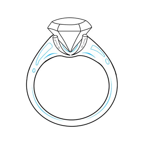 How to Draw a Diamond Ring - Really Easy Drawing Tutorial Wedding Rings Drawing Art, Ring Drawing Simple, Ring Drawing, Wedding Ring Graphic, Diamond Ring Drawing, Wedding Ring Drawing, Ring Sketch, Gold Stacking Rings Wedding, Simple Diamond Ring