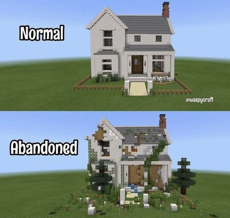 Minecraft Abandoned, Modern Concrete House, Minecraft Modern City, Abandoned City, Minecraft Banner Designs, Minecraft House Plans, Minecraft Modern, Easy Minecraft Houses, Minecraft Bedroom